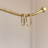 14K REAL Solid Yellow Gold Oval Paperclip Earring, Genuine 14k Yellow Gold