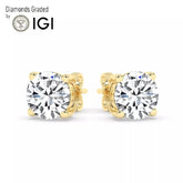 2.00 Ct F VS1 Round Cut Lab Grown Diamond Stud Earrings 14k Gold Push Backs