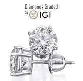 IGI Certified 2.00 Carat E VS1 Lab Grown Diamond Studs 14K Gold Screw Back