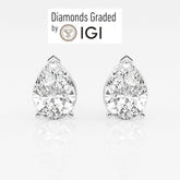 4.00 Ctw Lab Grown Pear Diamond Stud Earrings Round E VVS1 In 14K White Gold