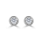 4K White Gold Bezel Stud Earrings, Bezel Set Earrings Studs, 14k Gold Earrings, White Gold Bezel Studs, 3MM 4MM 5MM 6MM