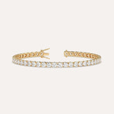 5Ct Genuine Round-Cut Real Diamond Tennis Bracelet 7" 14K Yellow Gold