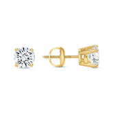 925 STERLING SILVER 14K GOLD PLATED ROUND CUBIC ZIRCONIA SCREW BACK EARRINGS