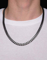 925 Sterling Silver Italian Solid Miami Cuban Curb Link Chain 7.5mm, Gunmetal