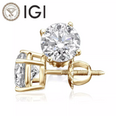 Create Your Own New IGI 8.79 Carat Lab Grown Diamond Studs Earrings 14k Yellow Gold F VS1 Screw Back
