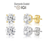 Diamond Stud Earrings 2 Carat IGI Certified Lab Grown Solitaire D VS1