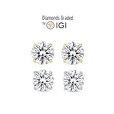 Diamond Stud Earrings 4 Carat IGI Certified Lab Grown Solitaire E VS Ideal 4ct