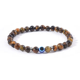 Genuine Tiger Eye Turquoise Natural 6mm Stone Bracelet Evil Eye Men Jewelry