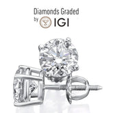 IGI CERTIFIED 2 Ct Real Lab Grown Diamond Studs Earrings in 14k White Gold EF/VS