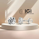 IGI Certified Platinum 3 Ct Lab Grown Round Diamond Stud E VS1