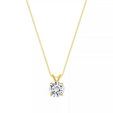 Lab Grown Diamond Solitaire Pendant Necklace In 14k Yellow Gold Color D-E VS1