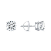 ROUND CUT CUBIC ZIRCONIA EARRINGS 925 STERLING SILVER STUDS SCREW-BACK