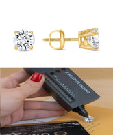 ROUND CUT GRA MOISSANITE EARRINGS 14K GOLD 925 STERLING SILVER STUDS SCREW-BACK