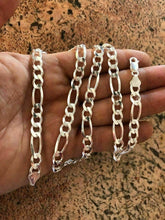 Real 925 Sterling Silver Mens Boys 5.5mm Figaro Solid Chain Necklace 925 Italy