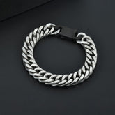 Stainless Steel 12mm Cuban Curb Chain With Black IP Clasp Men's 8.5''