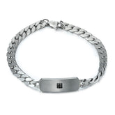 Stainless Steel 5mm Flat Cuban Curb Bar Bracelet ID, Men's 8.5"