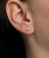 Round Cut VVS1/D Lab Created Stud Earrings 14k White Gold Push Back