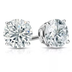 5.00 Ct G VS1 Round Cut Lab Grown Diamond Stud Earrings 14k Gold Push Backs