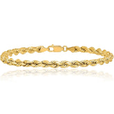 Men's Women's Real 14k Gold Plated Solid 925 Sterling Silver Rope Bracelet 3.7mm