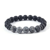 Stainless Steel Genuine Matte Black Onyx Natural 10mm Stone Bracelet Men Jewelry