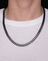 925 Sterling Silver Italian Solid Miami Cuban Curb Link Chain 7.5mm, Gunmetal
