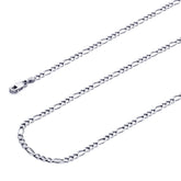 Solid 14K White Gold Figaro Chain Necklace
