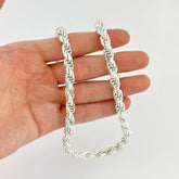925 Sterling Silver Diamond Cut Rope Chain 5.7mm Necklace - Italy - All Sizes