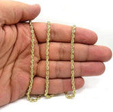 Solid 14K Yellow Gold Diamond-Cut Rope Chain Necklace