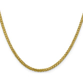10K Solid Yellow Gold 2mm Spiga Wheat Link Chain Necklace