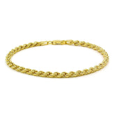 Men's Women's Real 14k Gold Plated Solid 925 Sterling Silver Rope Bracelet 3.2mm