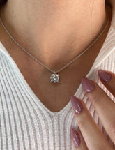 IGI Lab Grown Diamond E VS1 3.00 Carat Round Solitaire Pendant Necklace 14K