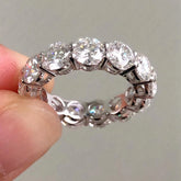 6.75 Ctw Round Cut Moissanite Eternity Wedding Band Ring 14K White Gold GRA