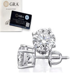 Moissanite Screw Back 925 Solitaire Stud Earrings GRA Certified D/VVS1