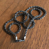 Solid 925 Oxidized Sterling Silver Italian Spiga Wheat Chain 3mm