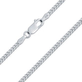 Real 925 Sterling Silver Mens 2.5mm Curb Cuban Chain Necklace - All Sizes