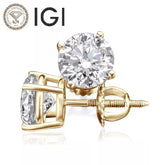 IGI 2.00-6.00 Carat D/E VVS2 Round Cut Lab Grown Diamond Stud Earrings 14k Gold