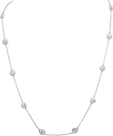 3.50 Ct Diamonds By The Yard Necklace 14K White Gold Lab Grown Station Pendant