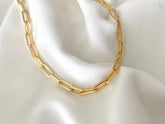 Paperclip Link Chain Necklace 925 Sterling Silver 14K Yellow Gold Plated