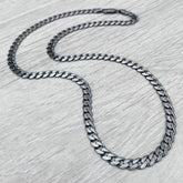 925 Sterling Silver Italian Solid Flat Cuban Curb Link Chain 4.7mm, Gunmetal