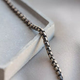 925 Sterling Silver Oxidized 2.6mm Italian Round Box Chain Necklace Italian Made