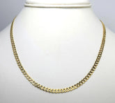 14K Yellow Gold 4mm Italian Cuban Curb Chain Link Necklace Mens Women All Sizes