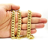 14K Yellow Gold Plated Over 925 Sterling Silver Miami Cuban Chain 13mm Box Lock