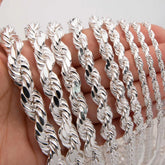925 Sterling Silver Italian DIAMOND CUT ROPE CHAIN Necklace All Sizes - UNISEX
