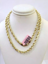 14K Yellow Gold Diamond Cut Rope Chain Necklace 5mm