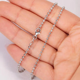 925 Sterling Silver Ball Bead Moon Cut Chain 2mm Rhodium - Made In Italy