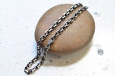 925 Sterling Silver 3.5Mmm Oxidized Anchor Link Cable Chain, Made In Italy, NEW