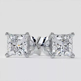 IGI Certified Princess-Cut E VS1 Lab Grown Diamond Stud Earring 14k White Gold