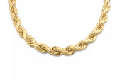 14k Yellow Gold Plated Over 925 Sterling Silver Rope Chain Mens Necklace 6.5mm