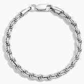 Real Solid 925 Sterling Silver Rope Bracelet 5.50mm Men's Rhodium 8'' Inches