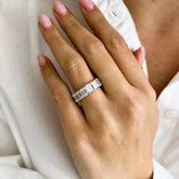 8.50 Carat D VS1 Emerald Lab Grown Diamond Eternity Band Ring 14K Yellow Gold